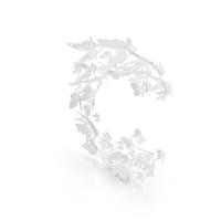 Monochrome Butterfly Letter C PNG & PSD Images