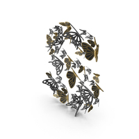 Black Butterfly Letter S PNG & PSD Images