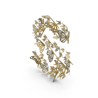 Gold Butterfly Letter S PNG & PSD Images