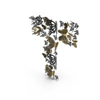 Black Butterfly Letter T PNG & PSD Images