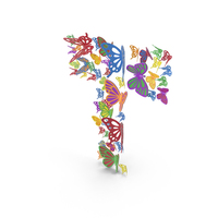 Colorful Butterfly Letter T PNG & PSD Images
