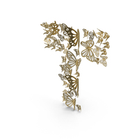 Gold Butterfly Letter T PNG & PSD Images