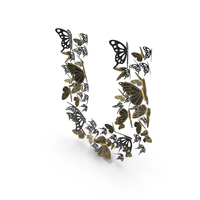 Black Butterfly Letter U PNG & PSD Images