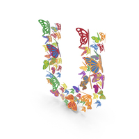 Colorful Butterfly Letter U PNG & PSD Images