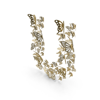 Gold Butterfly Letter U PNG & PSD Images