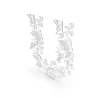 Monochrome Butterfly Letter U PNG & PSD Images