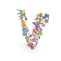 Colorful Butterfly Letter V PNG & PSD Images