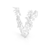 Monochrome Butterfly Letter V PNG & PSD Images