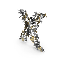 Black Butterfly Letter X PNG & PSD Images