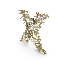 Gold Butterfly Letter X PNG & PSD Images