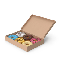Colored Donuts In The Box PNG & PSD Images