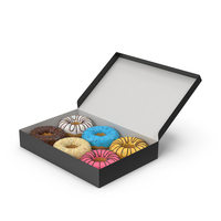 Colored Donuts In The Box PNG & PSD Images