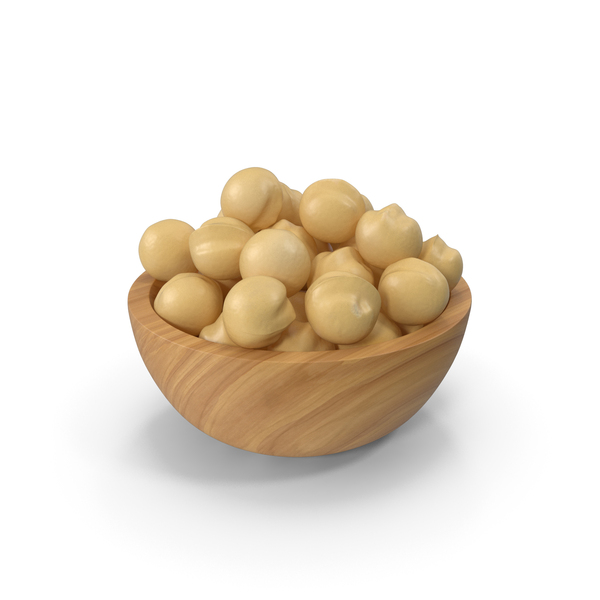 Wooden Bowl Of Peeled Macadamia Nuts PNG & PSD Images