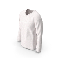Long Sleeve Worn Male V Neck White Blank PNG & PSD Images