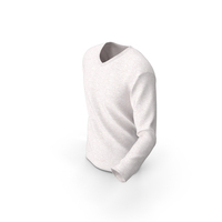 Long Sleeve Worn Male V Neck White Blank PNG & PSD Images