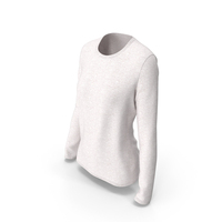 Long Sleeve Worn Female Crew Neck White Blank PNG & PSD Images