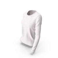 Long Sleeve Worn Female Crew Neck White Blank PNG & PSD Images