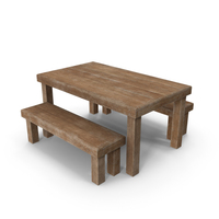 19th Century Table with Benches PNG & PSD Images