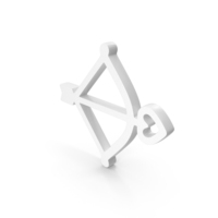 Bow With Heart Arrow Icon White PNG & PSD Images