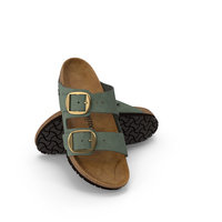 Woman Soft Footbed Sandals Green PNG & PSD Images