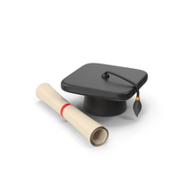 Cartoony Graduation Hat And Certificate PNG & PSD Images