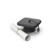 Cartoony Graduation Hat And Certificate PNG & PSD Images