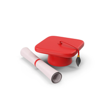 Red Cartoony Graduation Hat And Certificate PNG & PSD Images