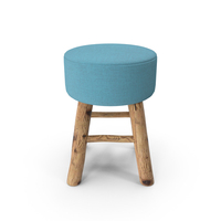 Solid Wood Stool With Wool Seat PNG & PSD Images