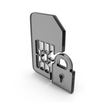 Sim Card With Padlock Icon Glass PNG & PSD Images