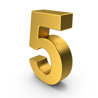 Gold Number 5 PNG & PSD Images