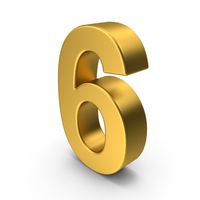 Gold Number 6 PNG & PSD Images