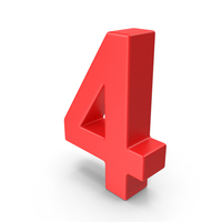 Red Number 4 PNG & PSD Images
