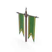 Double Banner Serrated Green PNG & PSD Images
