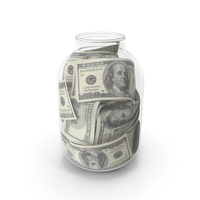 Hundred Dollar Bills In An Open Jar PNG & PSD Images