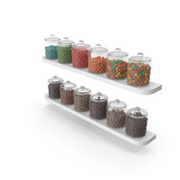 Candy Jars On A Shelf PNG & PSD Images
