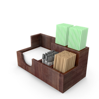 Dark Wood Coffee Condiment Organizer PNG & PSD Images