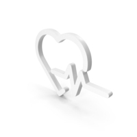 White Heart With Pulse Icon PNG & PSD Images