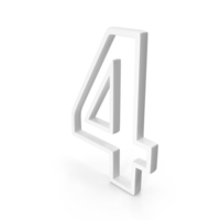 Out Line Number Four Icon White PNG & PSD Images
