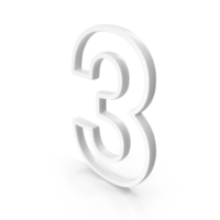 Out Line Number Three Icon White PNG & PSD Images