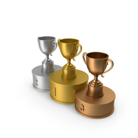 Winners Podium with Trophy Cups PNG & PSD Images