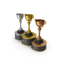 Black Winners Podium with Trophy Cups PNG & PSD Images