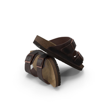 Man Soft Footbed Sandals Dark-Brown PNG & PSD Images
