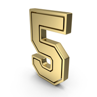 Gold Number 5 PNG & PSD Images