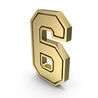 Gold Number 6 PNG & PSD Images