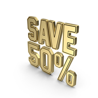 Gold Save 50 Percent Symbol PNG & PSD Images