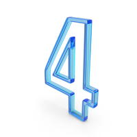 Out Line Number Four Icon Glass PNG & PSD Images