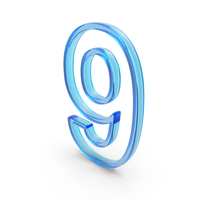 Out Line Number Nine Icon Glass PNG & PSD Images