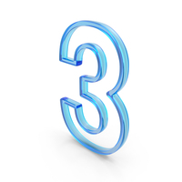 Out Line Number Three  Icon Glass PNG & PSD Images