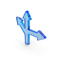Three Way Directional Road Arrows Icon Glass PNG & PSD Images