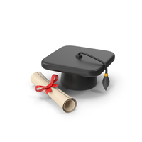 Cartoony Graduation Hat And Certificate PNG & PSD Images
